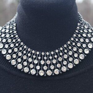SOLD-Rhinestone STATEMENT NECKLACE 5 graduated Rows of sparkle WHBM